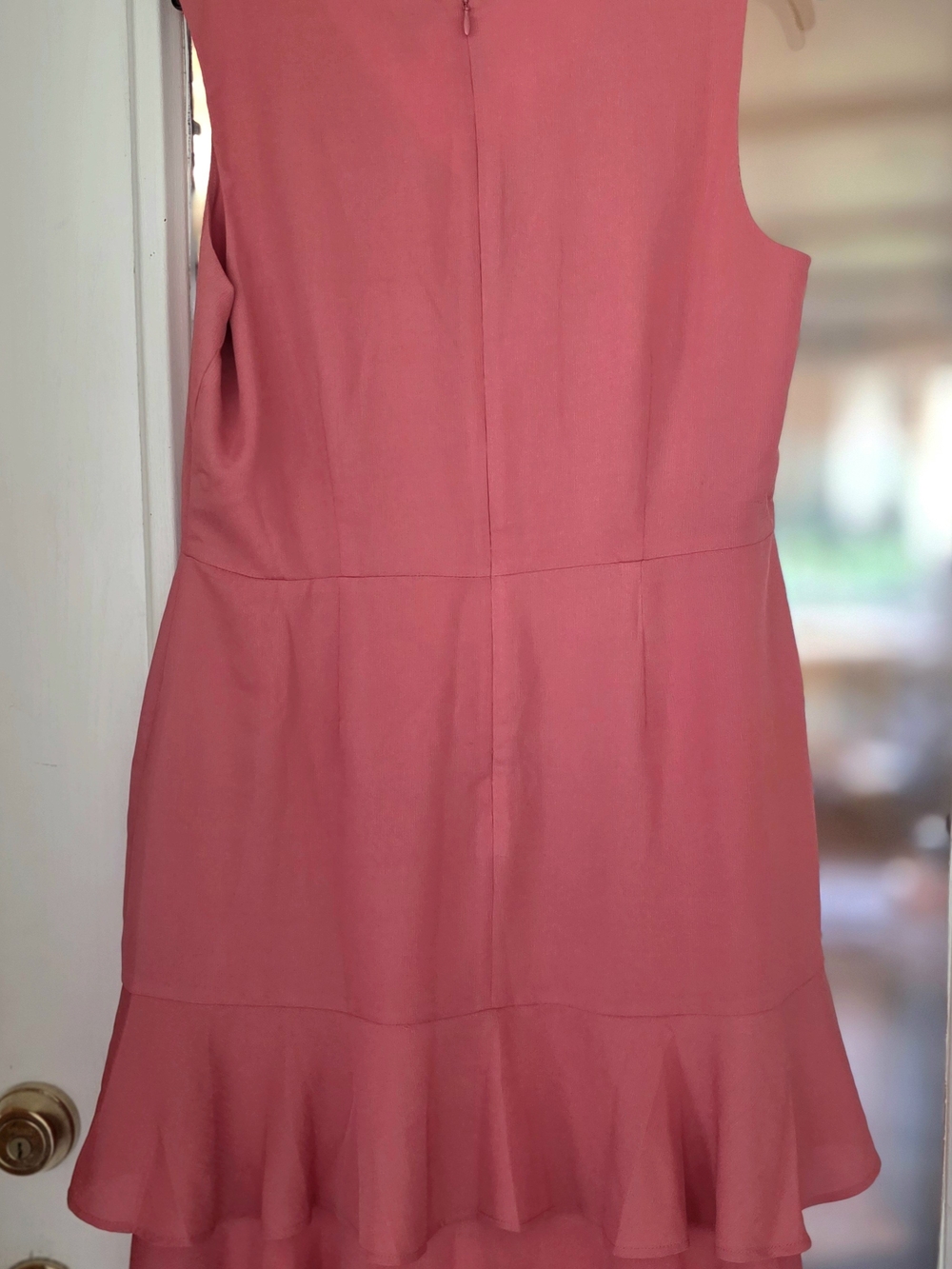 NEW Ann Taylor Factory Coral Chiffon V-Neck Ruffle Hem Dress Sz 12 - Picture 2 of 6